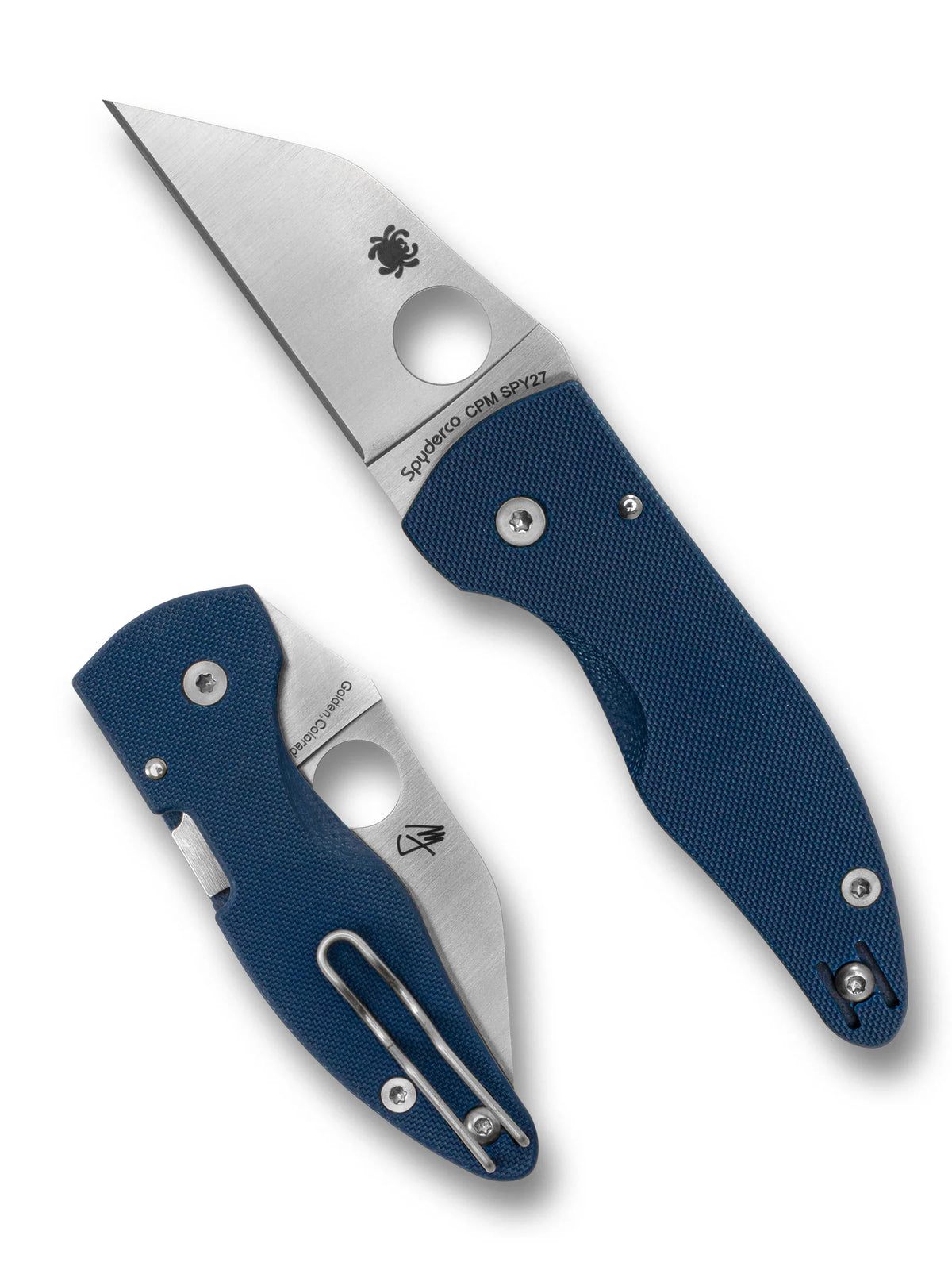 Spyderco MicroJimbo - CPM-SPY27 Blade - Compression Lock - Cobalt Blue G10 - C264GPCBL Knives - Tophatter Daily Deals