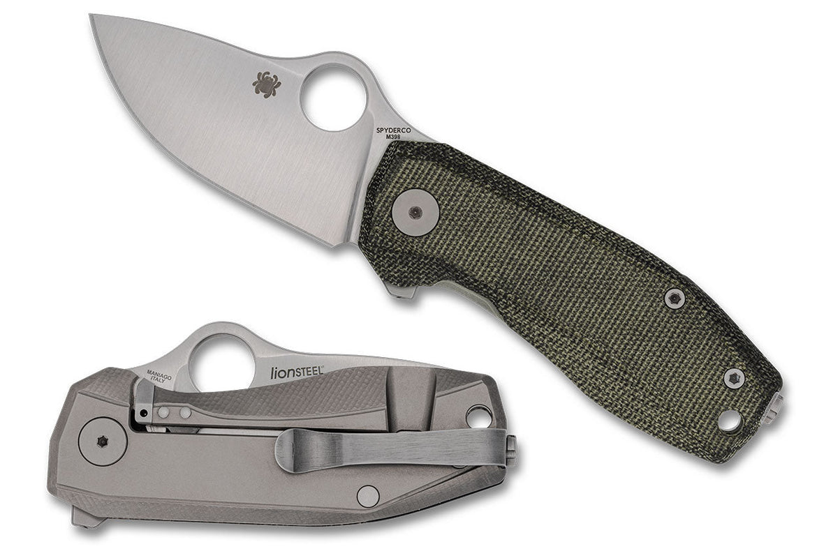 Spyderco SpyNano - Flash Batch - Green Micarta & Titanium Framelock - M398 Blade - C268MTIP Knives - Tophatter Daily Deals