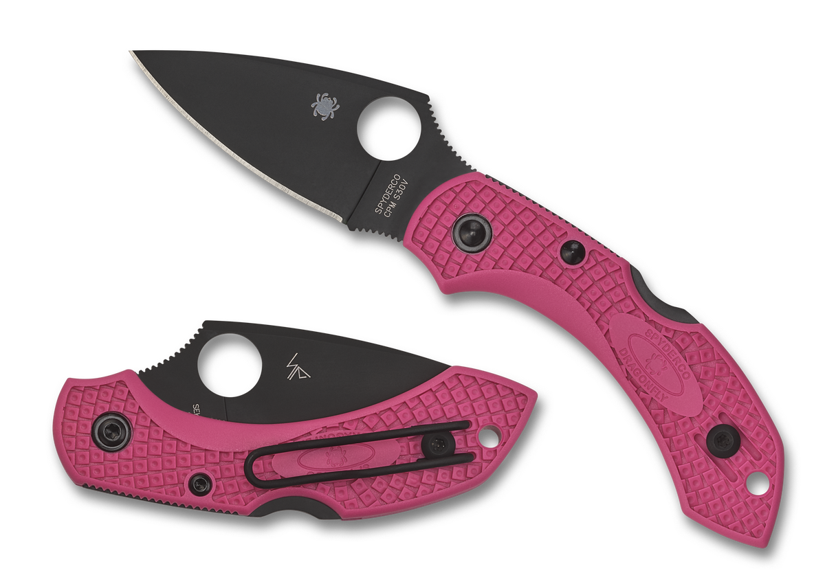 Spyderco Dragonfly 2 - Pink FRN - DLC S30V - Pink Heals - C28FPPNS30VBK2 Knives - Tophatter Daily Deals