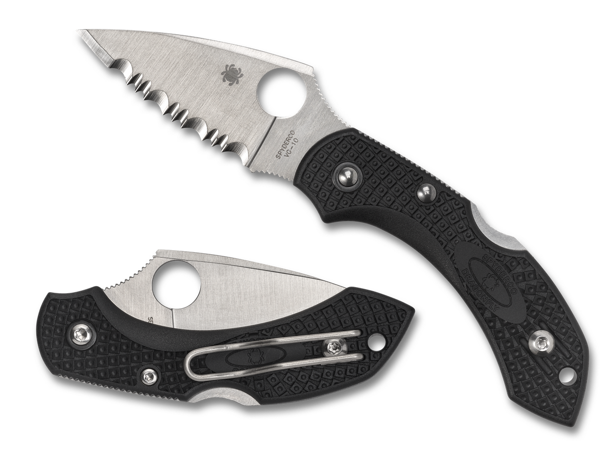 Spyderco Dragonfly 2 - Black - FRN - Fully Serrated - C28SBK2 Knives - Tophatter Daily Deals