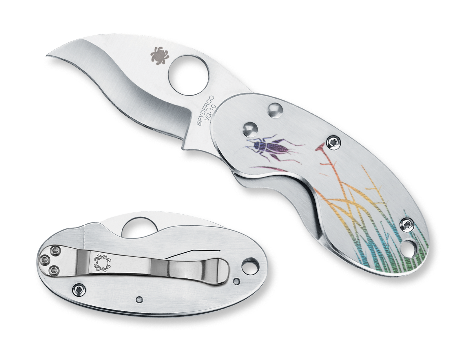 Spyderco Cricket - Stainless Steel Tatoo Handle - C29PT Knives - Tophatter Daily Deals
