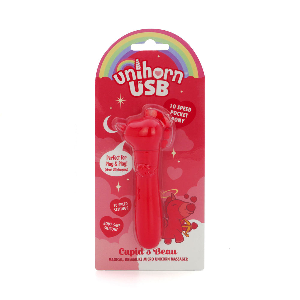 Unihorn Cupid's Beau (Red) – Silicone USB Bullet Vibrator with 10 Speeds > Sex Toys For Ladies > Clitoral Vibrators and Stimulators - Tophatter Daily Deals