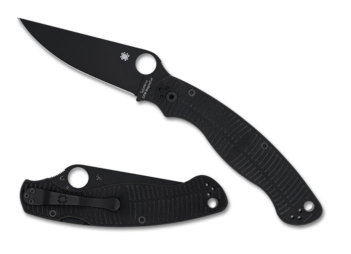 Spyderco Military 2 Salt - Plain Edge DLC CPM-Magnacut Blade - Compression Lock - Black G10 - C36GMCBKP2 Knives - Tophatter Daily Deals