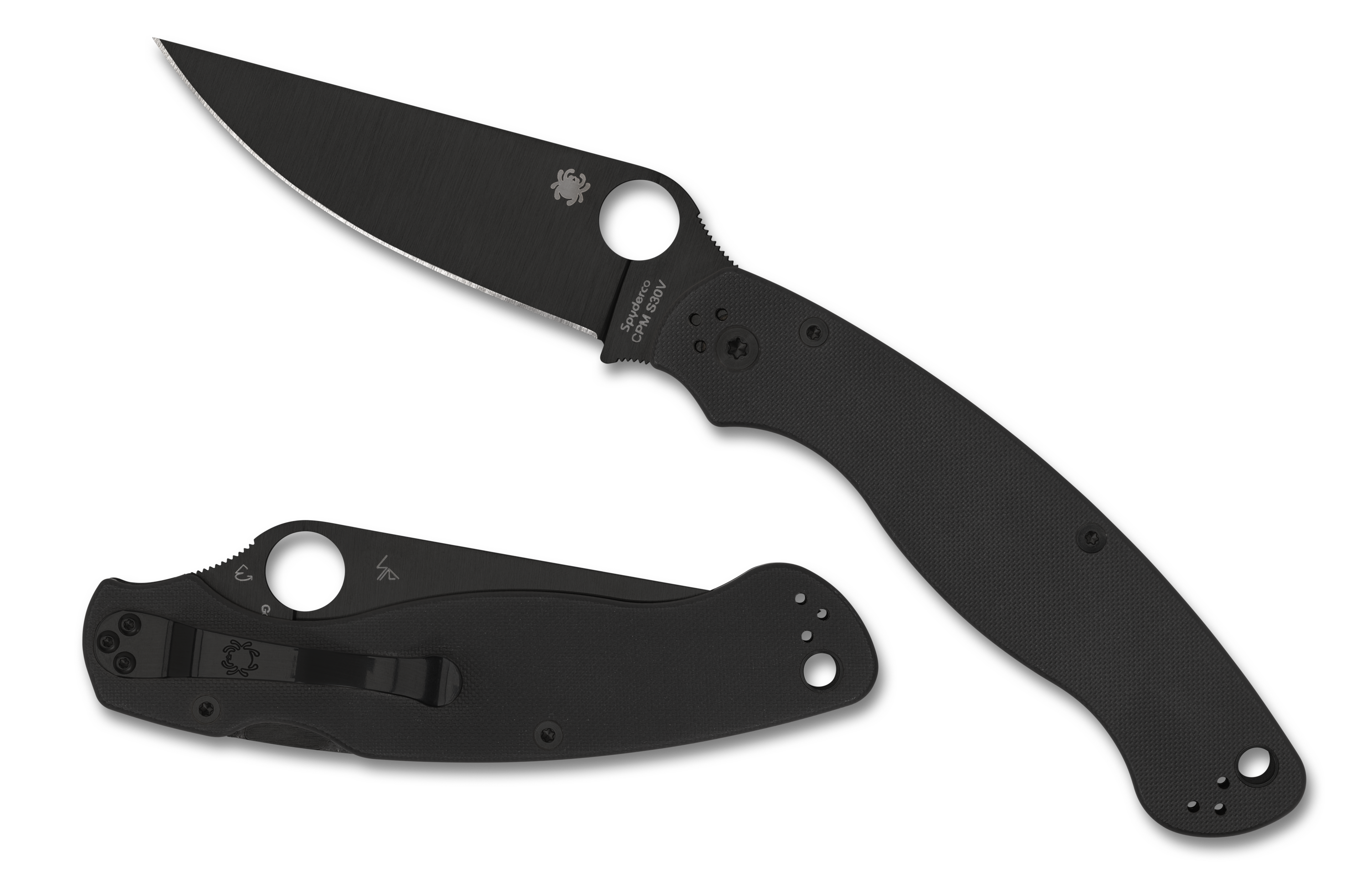Spyderco Military 2 - Plain Edge DLC Blade - Compression Lock - Black G10 - C36GPBK2 Knives - Tophatter Daily Deals
