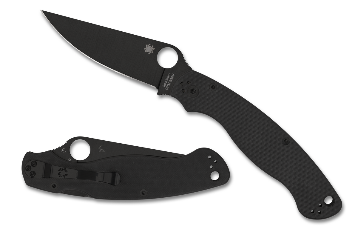 Spyderco Military 2 - Plain Edge DLC Blade - Compression Lock - Black G10 - C36GPBK2 Knives - Tophatter Daily Deals