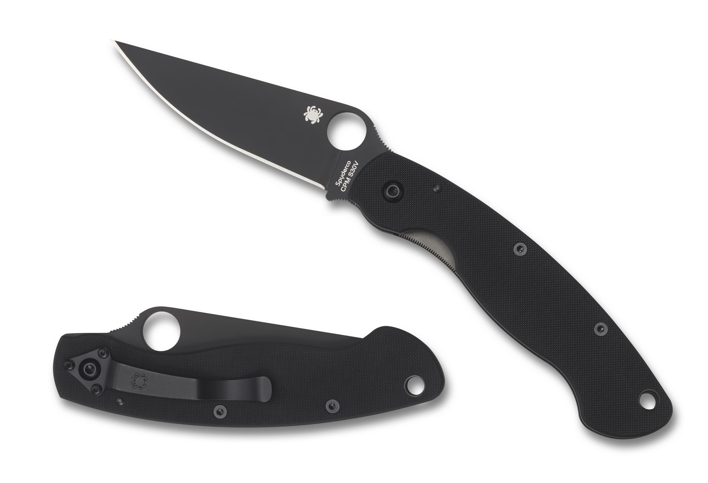 Spyderco Military - DLC Plain Edge Blade - Black G10 - C36GPBK Knives - Tophatter Daily Deals