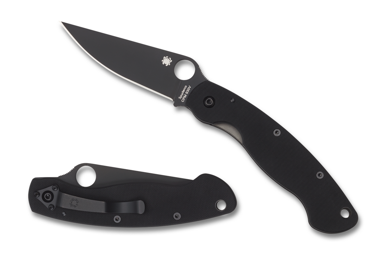 Spyderco Military - DLC Plain Edge Blade - Black G10 - C36GPBK Knives - Tophatter Daily Deals