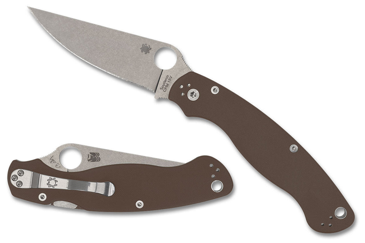 Spyderco Military 2 - CPM-15V - Sprint Run - Compression Lock - Brown G10 - C36GPBN15V2 Knives - Tophatter Daily Deals