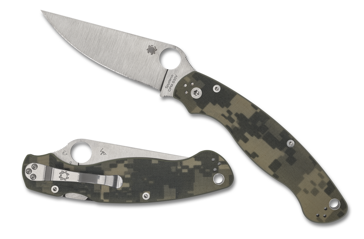 Spyderco Military 2 - Plain Edge Satin Blade - Compression Lock - Camo G10 - C36GPCMO2 Knives - Tophatter Daily Deals