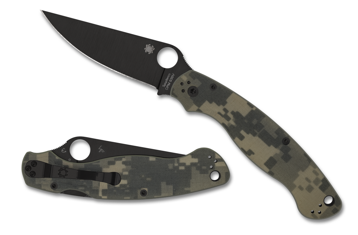 Spyderco Military 2 - Plain Edge DLC Blade - Compression Lock - Camo G10 - C36GPCMOBK2 Knives - Tophatter Daily Deals
