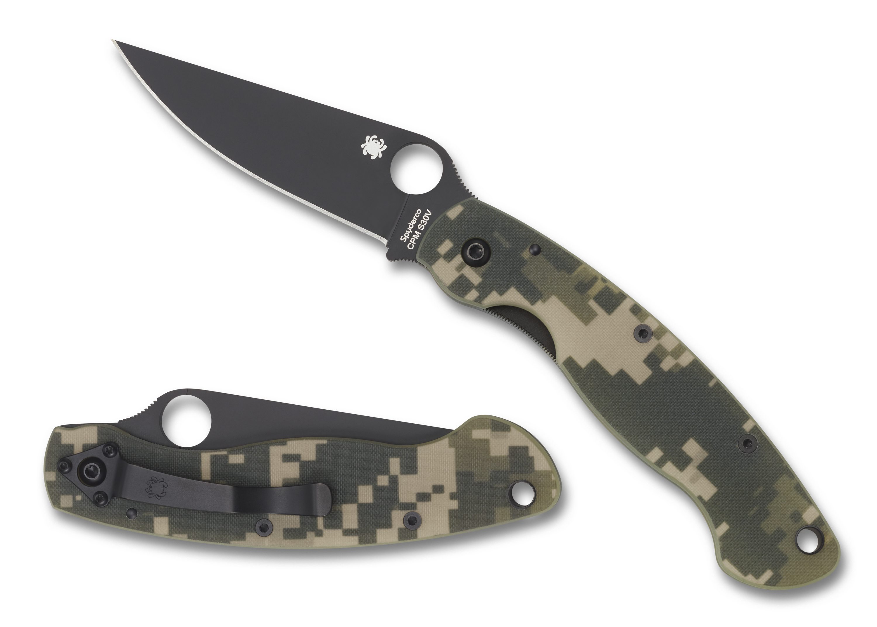 Spyderco Military - DLC Plain Edge Blade - Camo G10 - C36GPCMOBK Knives - Tophatter Daily Deals