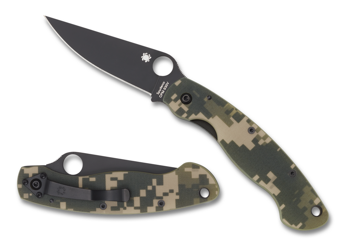 Spyderco Military - DLC Plain Edge Blade - Camo G10 - C36GPCMOBK Knives - Tophatter Daily Deals
