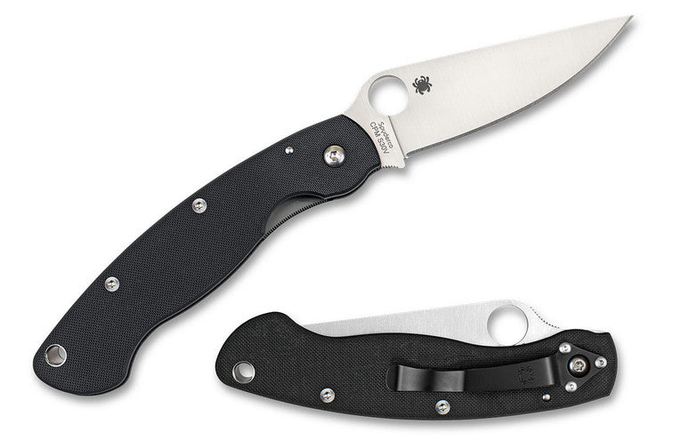Spyderco Military Left Handed - Black G10 Handles - S30V Satin Plain Blade - C36GPLE Folding Knives - Tophatter Daily Deals