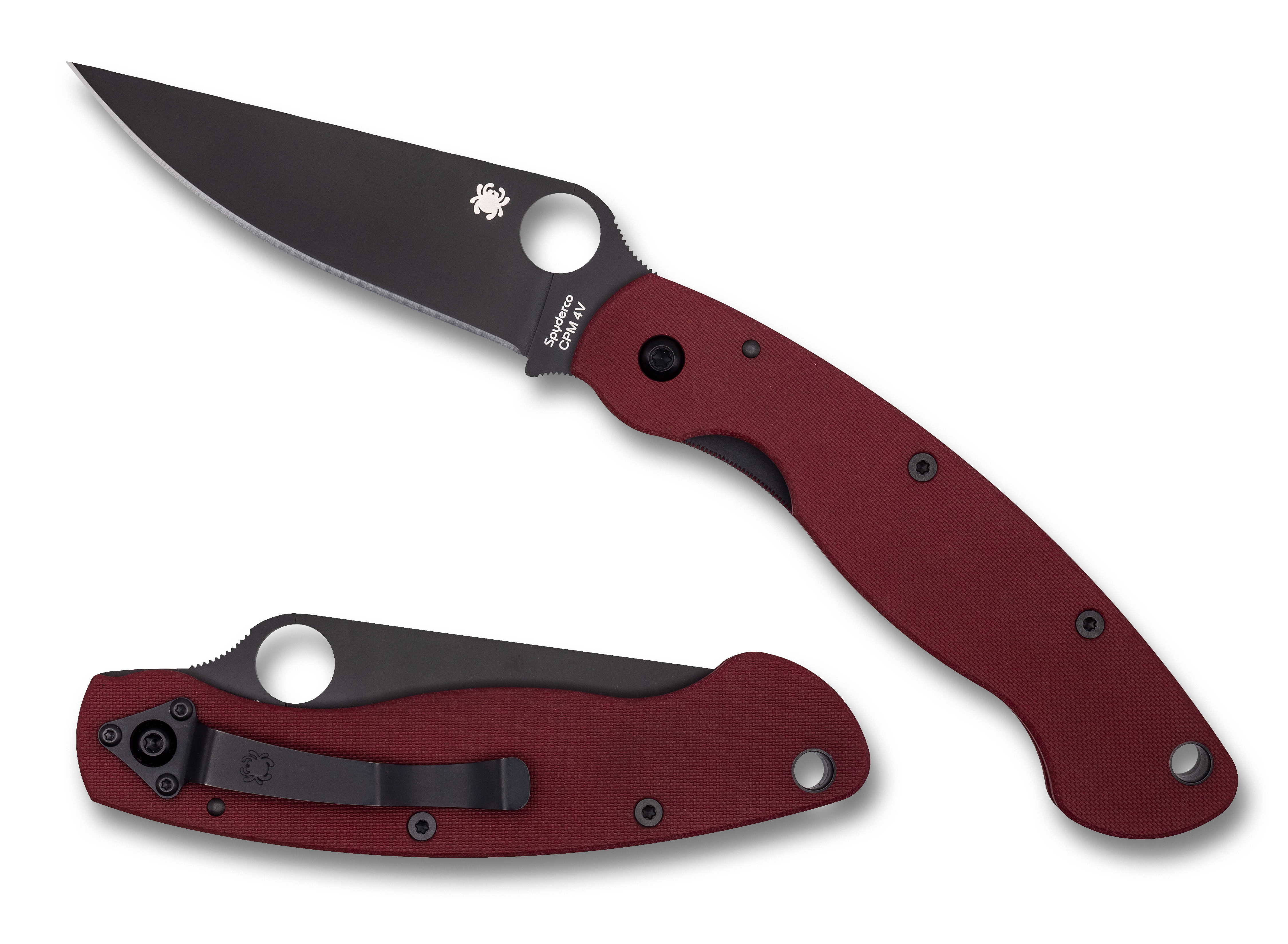 Spyderco Military - Red G10 - Black CPM-4V Blade - St. Nick's Knives Exclusive - C36GPRD4VBK Knives - Tophatter Daily Deals