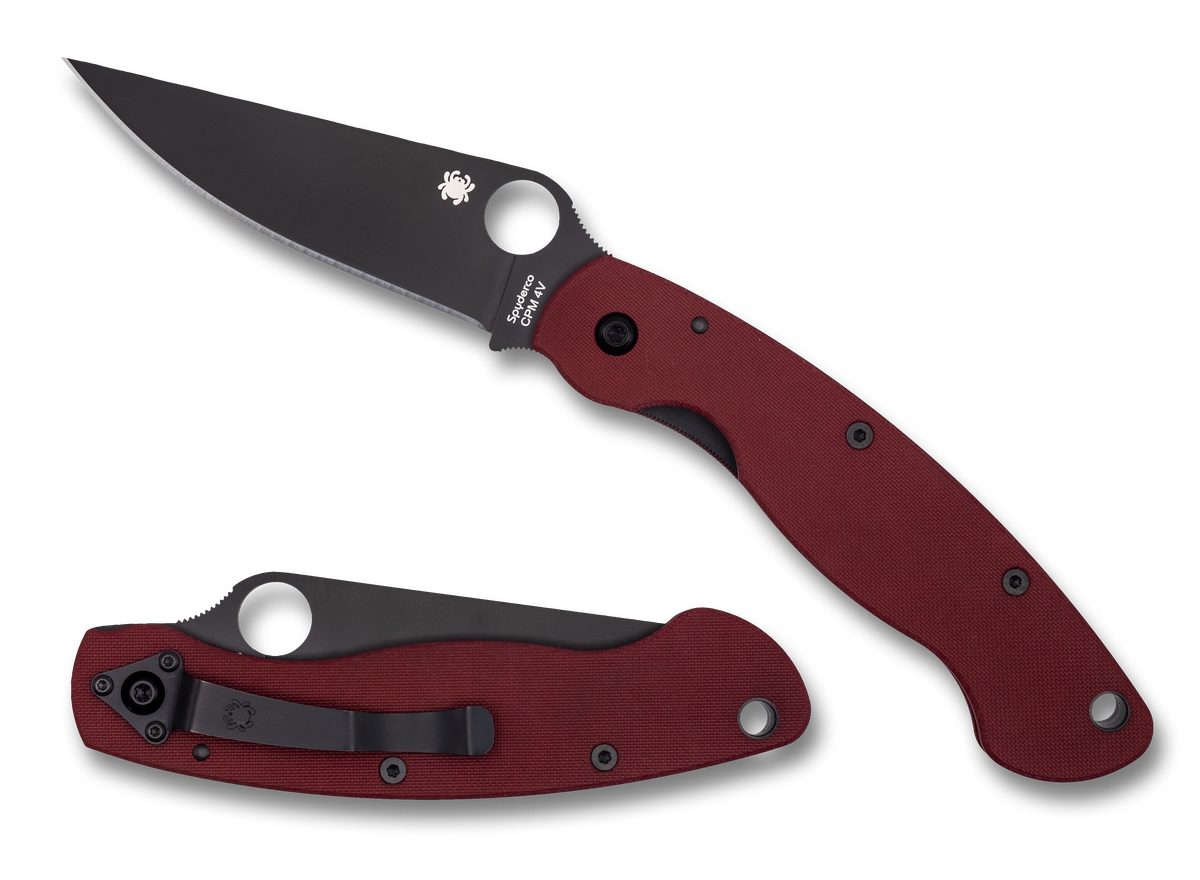 Spyderco Military - Red G10 - Black CPM-4V Blade - St. Nick's Knives Exclusive - C36GPRD4VBK Knives - Tophatter Daily Deals