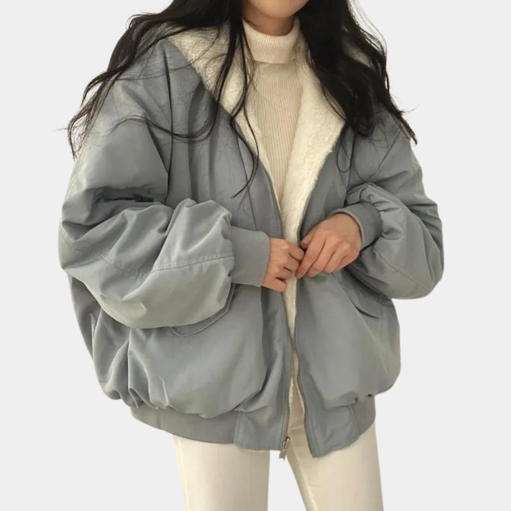 Warm Women's Oversized Jacket - Hooded Coat, Faux Fur Gray - Tophatter Daily Deals