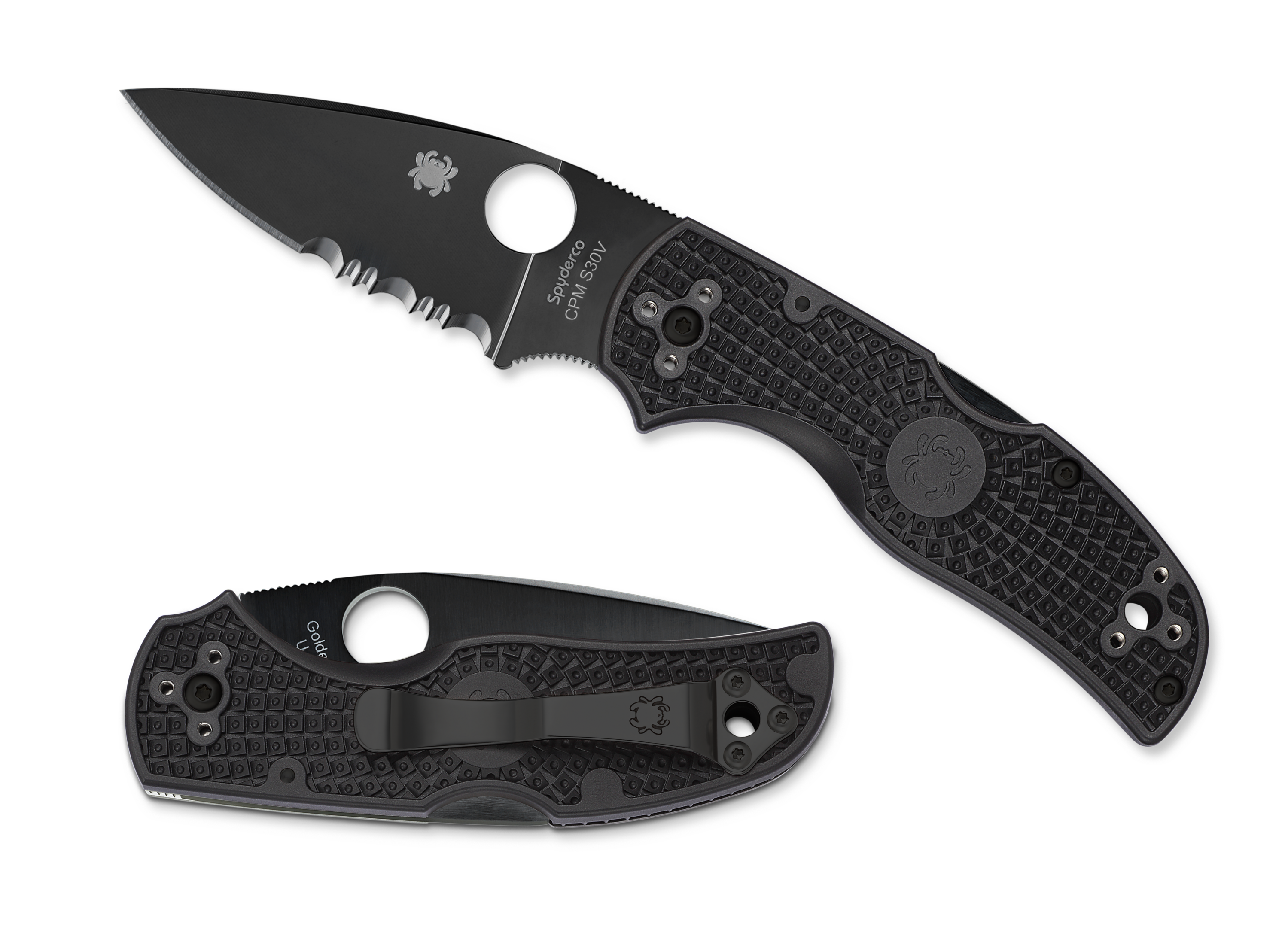 Spyderco Native 5 Lightweight - Partially Serrated - Black FRN - C41PSBBK5 Knives - Tophatter Daily Deals