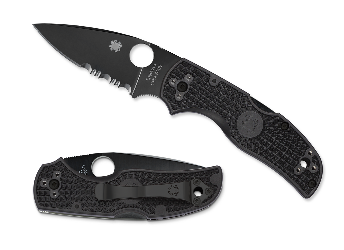 Spyderco Native 5 Lightweight - Partially Serrated - Black FRN - C41PSBBK5 Knives - Tophatter Daily Deals