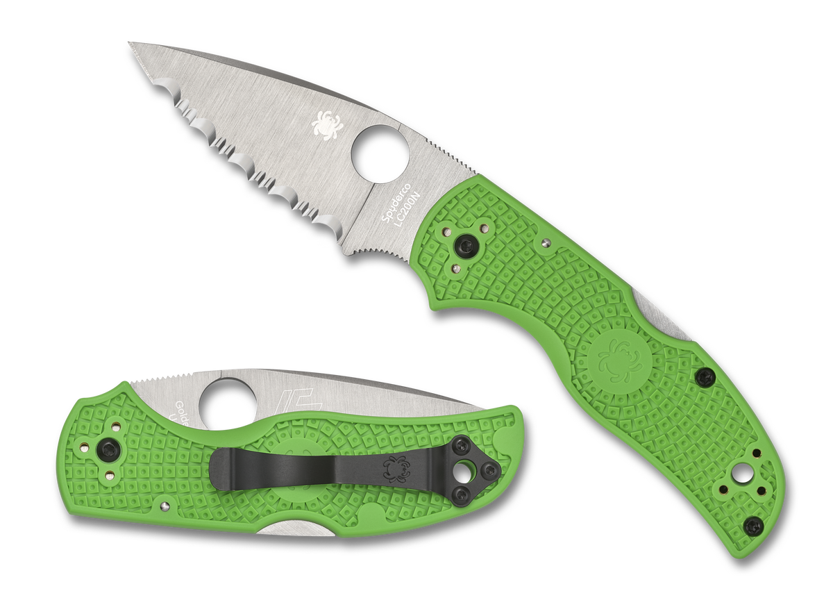 Spyderco Native 5 Salt - Green FRN - Serrated Edge LC200N - C41SGR5 Knives - Tophatter Daily Deals