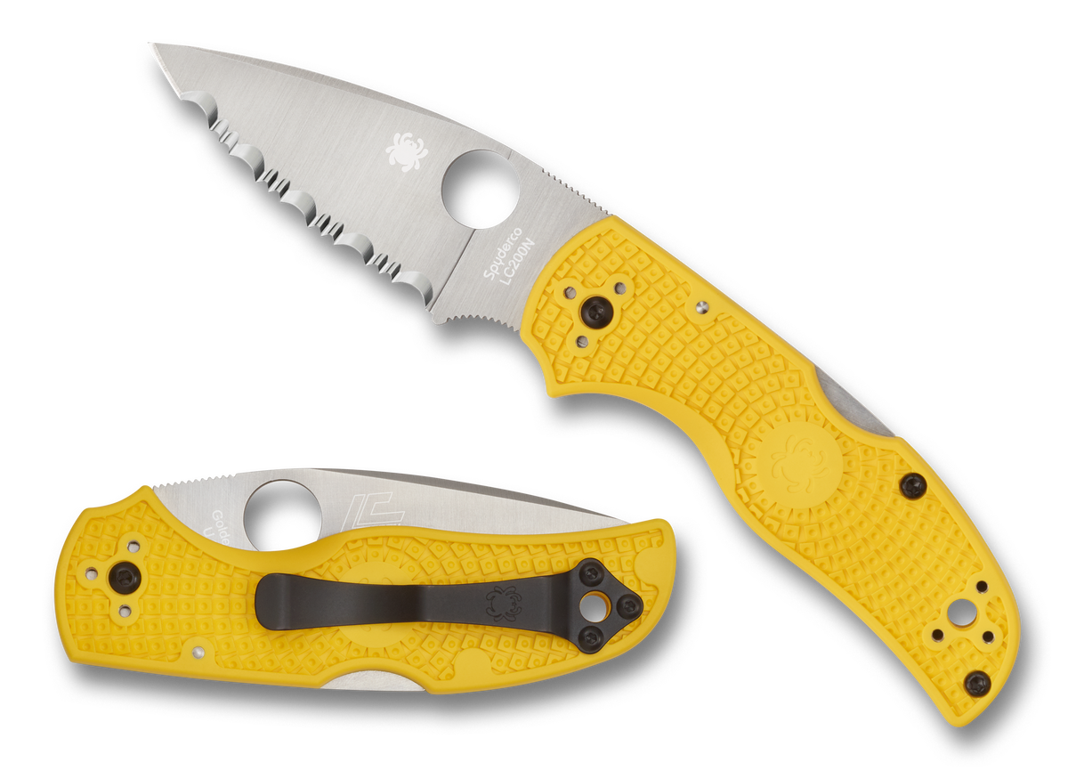 Spyderco Native 5 Salt - Yellow FRN - Serrated Edge MagnaCut - C41SYL5 Knives - Tophatter Daily Deals