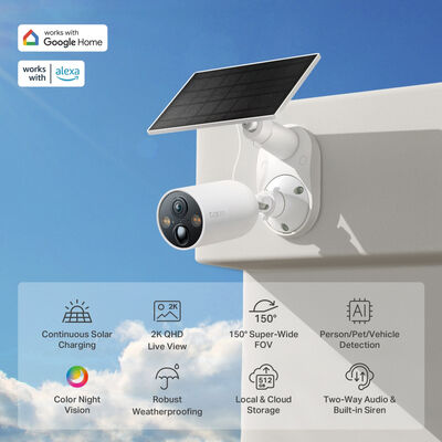 TP-Link Tapo C425 Solar-Powered Smart Wire-Free Security Camera Kit - Tophatter Daily Deals