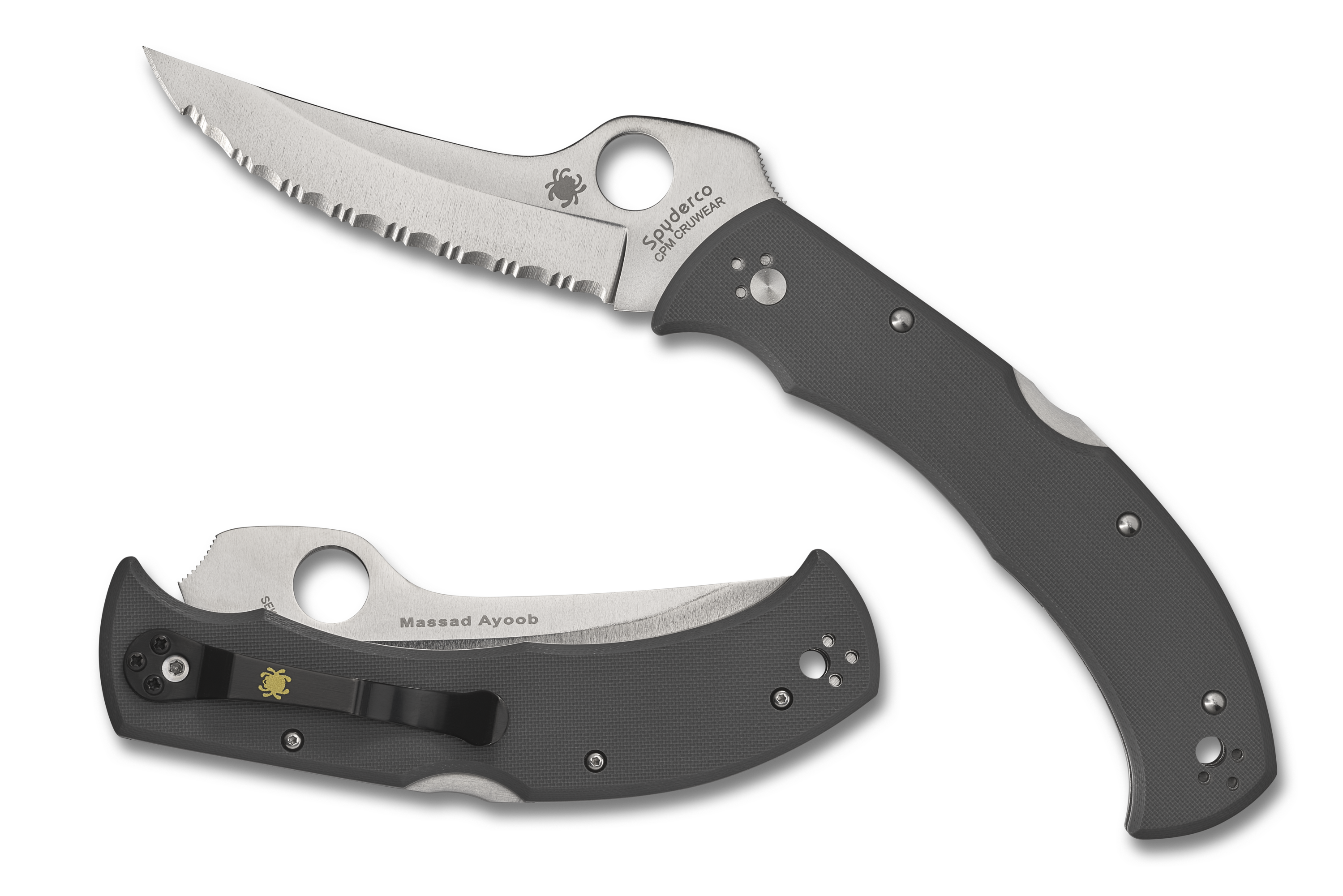 Spyderco Massad Ayoob - Sprint Run - Gray G10 - Fully Serrated CPM-Cruwear - C60GSGY Knives - Tophatter Daily Deals