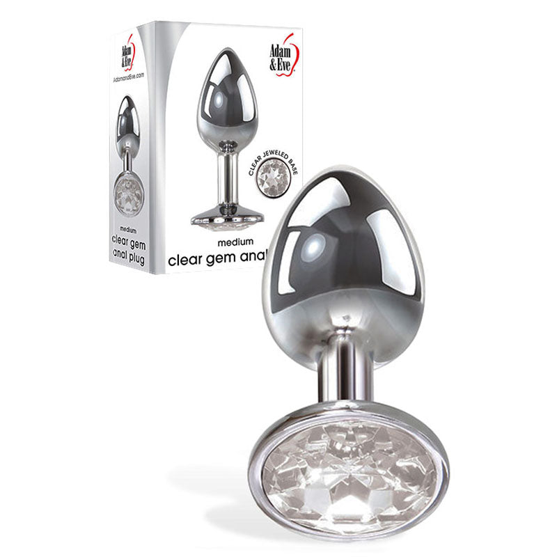 Adam & Eve Clear Gem Medium – Metallic 8.2 cm Medium Butt Plug > Anal Range > Jewel Butt Plugs - Tophatter Daily Deals