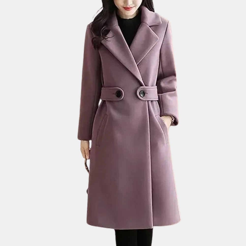 Insulating Classic Womens Long Coat - Notch Lapel, Wool Purple - Tophatter Daily Deals