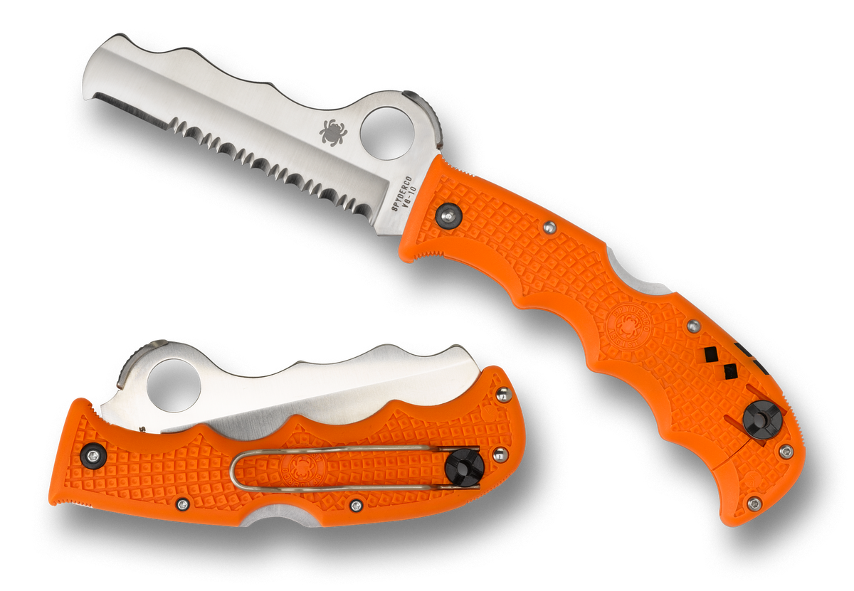 Spyderco Rescue Assist I - Orange FRN - Satin Serrated Blade - C79PSOR Knives - Tophatter Daily Deals
