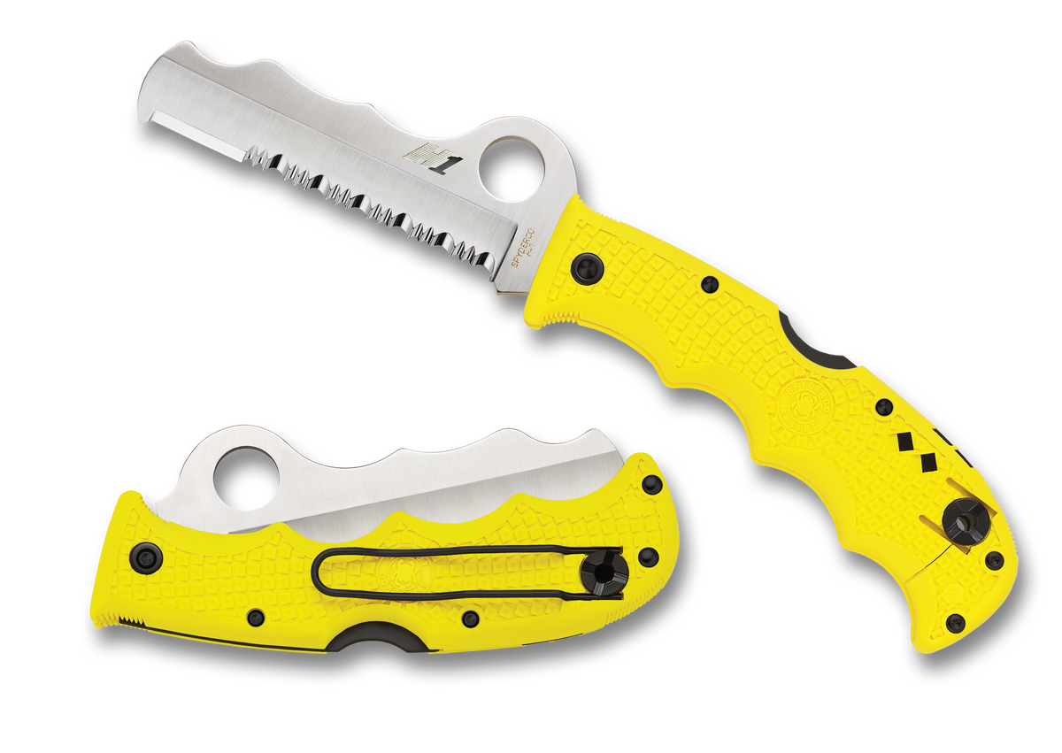 Spyderco Assist Salt - Yellow FRN - Partially Serrated H1 Blade - C79PSYL Knives - Tophatter Daily Deals