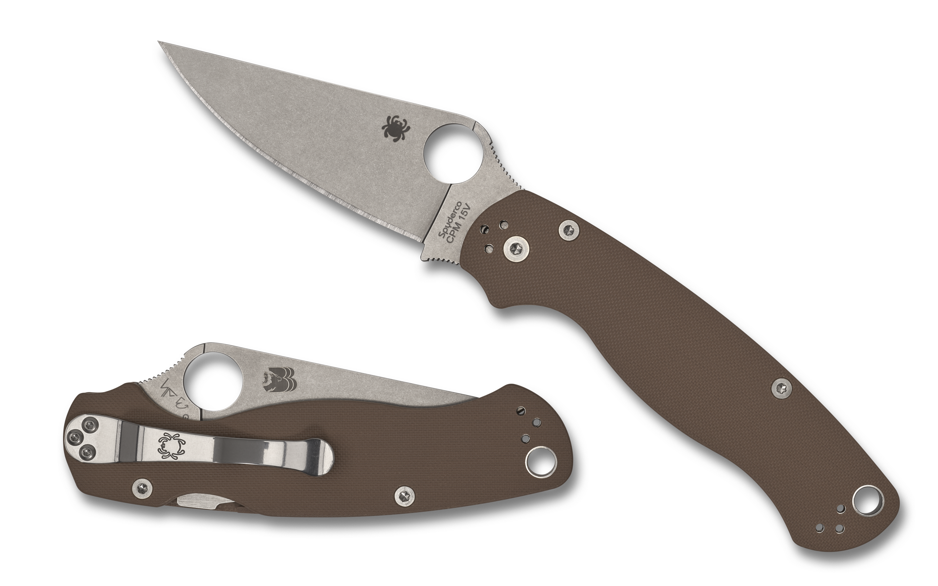 Spyderco Paramilitary 2 - Sprint Run - CPM-15V - Brown G10 - C81GPBN15V2 Folding Knives - Tophatter Daily Deals