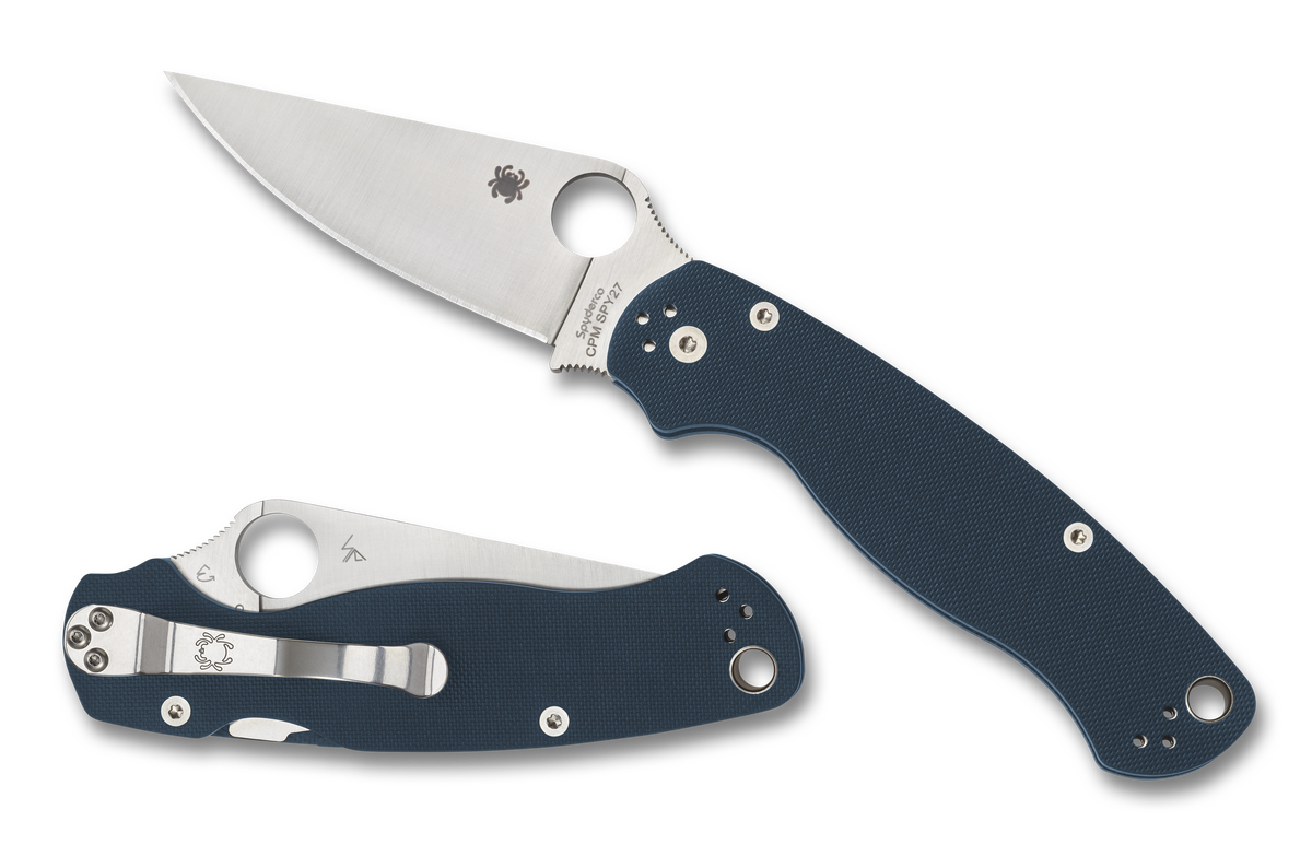 Spyderco Paramlitary 2 - Cobalt Blue G10 - CPM SPY27 - C81GPCBL2 Knives - Tophatter Daily Deals