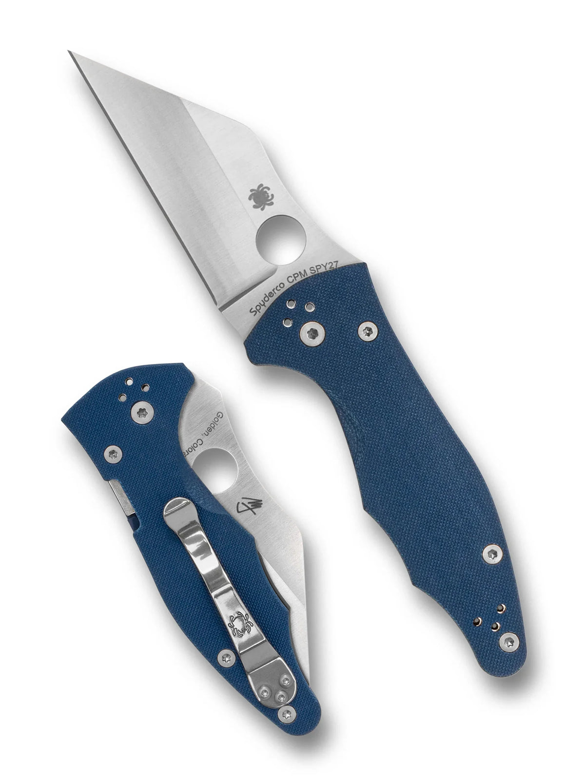 Spyderco Yojimbo 2 - Cobalt Blue G10 Handles - Wharncliffe SPY27 Blade - C85GPCBL2 Folding Knives - Tophatter Daily Deals