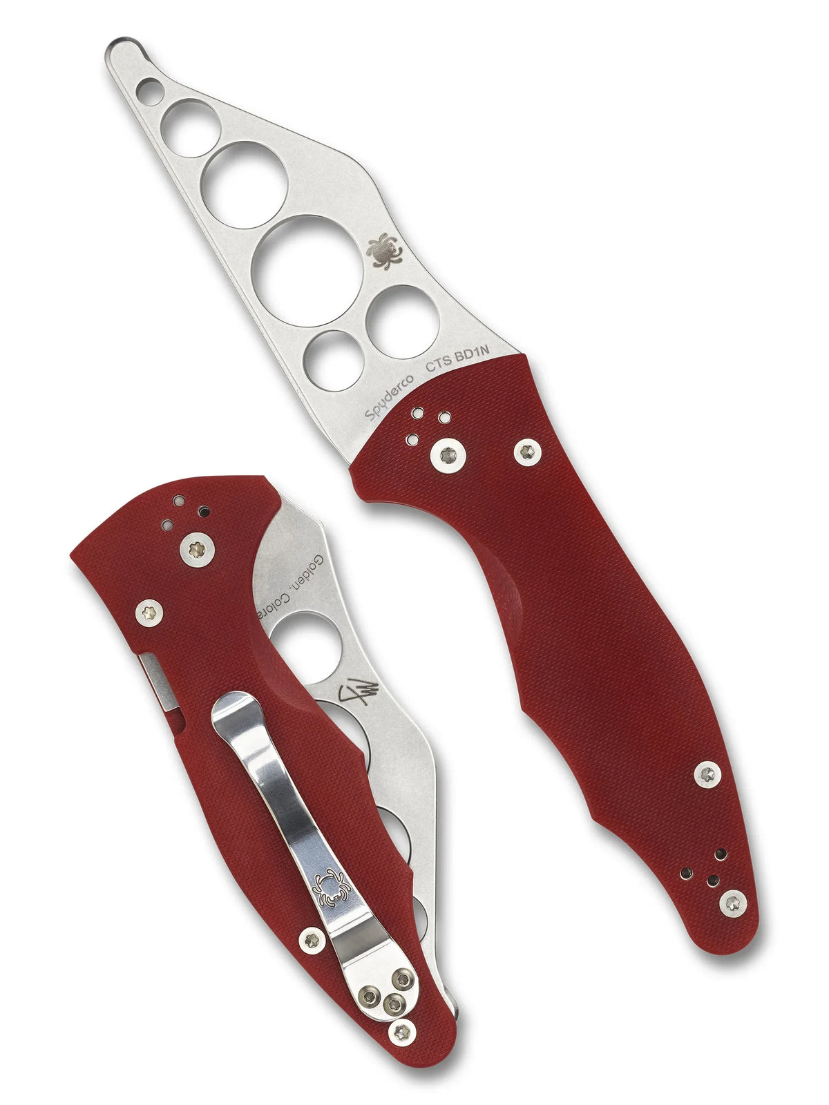 Spyderco Yojimbo 2 Trainer - Red G10 Handle - CTS BD1 Unsharpened Blade - C85TR2 Folding Knives - Tophatter Daily Deals