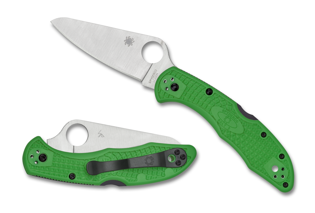 Spyderco Salt 2 - Plain Edge LC200N - Green FRN - C88FPGR2 Knives - Tophatter Daily Deals