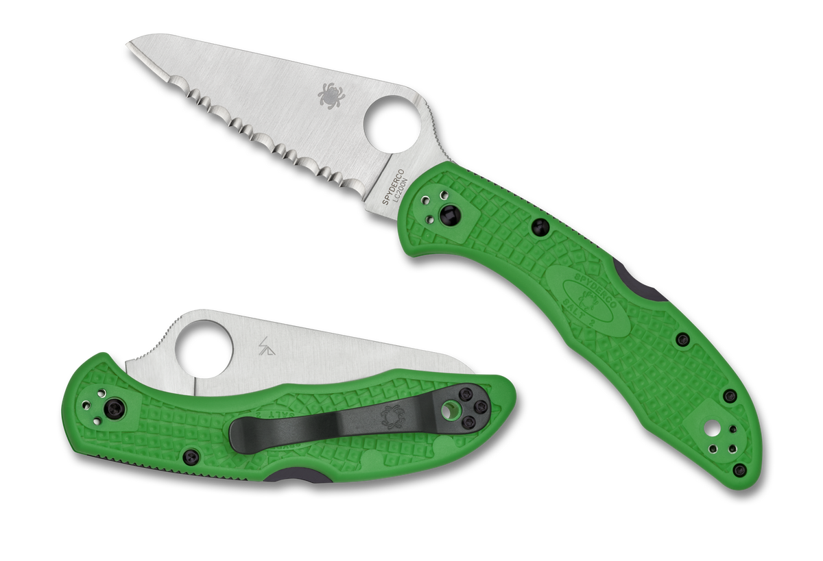 Spyderco Salt 2 - Fully Serrated LC200N - Green FRN - C88FSGR2 Knives - Tophatter Daily Deals