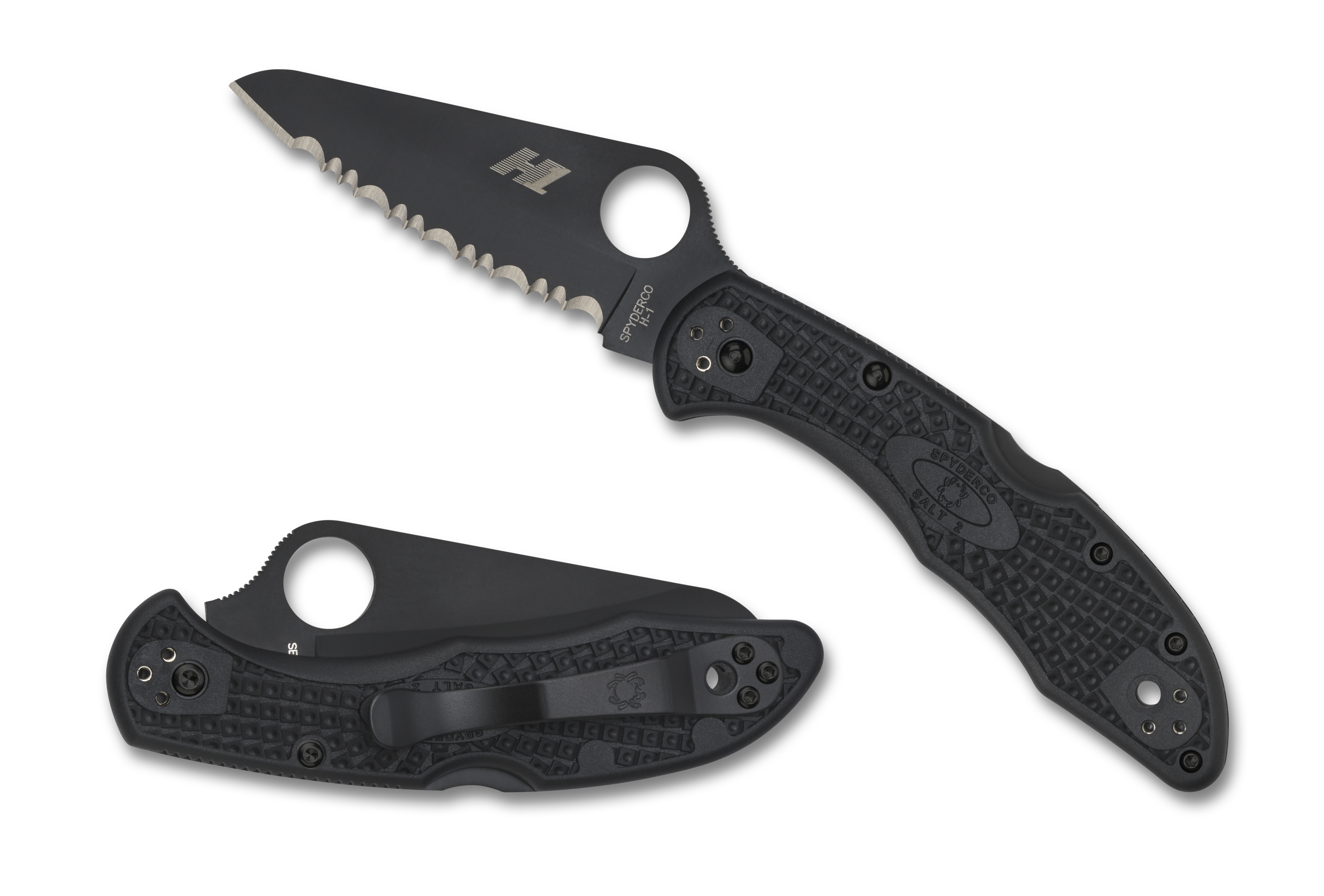 Spyderco Salt 2 - Serrated Edge H1 Blade - Black FRN - C88SBBK2 Knives - Tophatter Daily Deals