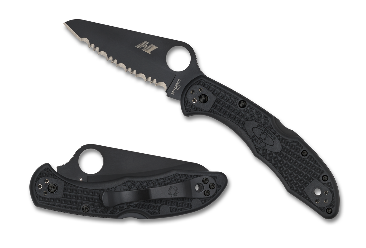 Spyderco Salt 2 - Serrated Edge H1 Blade - Black FRN - C88SBBK2 Knives - Tophatter Daily Deals