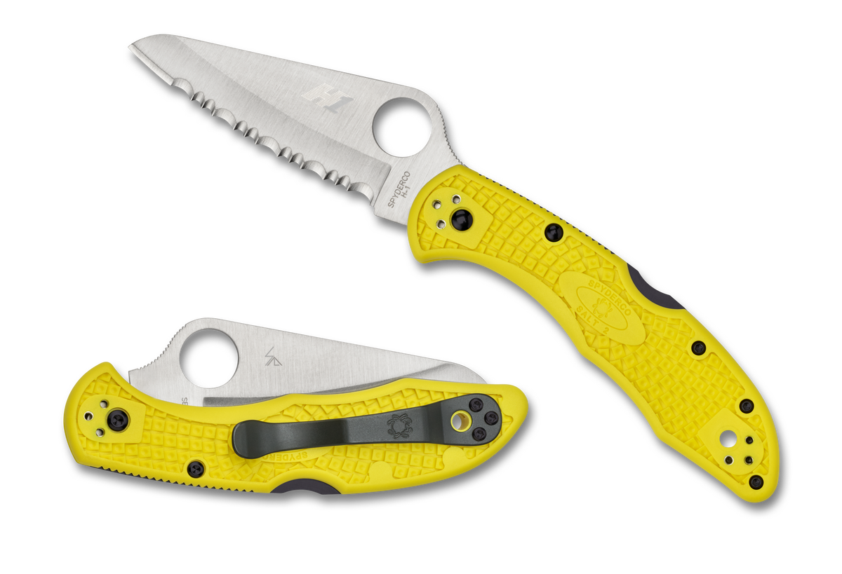 Spyderco Salt 2 - Serrated Edge H1 Blade - Yellow FRN - C88SYL2 Knives - Tophatter Daily Deals