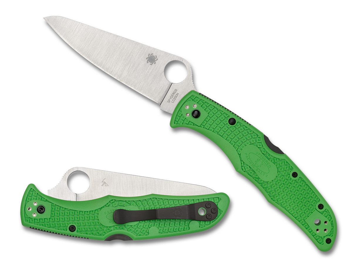 Spyderco Pacific Salt 2 - Plain Edge LC200N - Green FRN - C91FPGR2 Knives - Tophatter Daily Deals