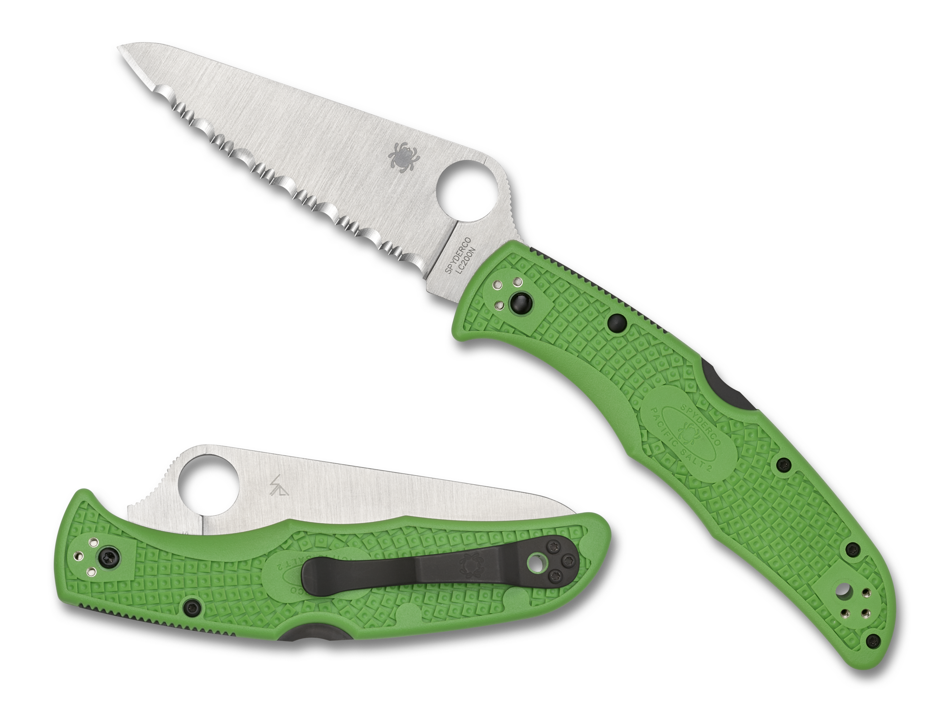 Spyderco Pacific Salt 2 - Fully Serrated LC200N - Green FRN - C91FSGR2 Knives - Tophatter Daily Deals