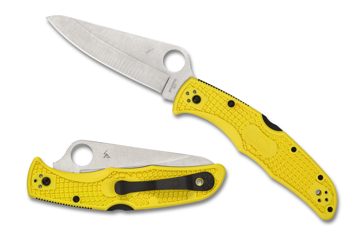 Spyderco Pacific Salt 2 - Plainedge H1 Steel - Yellow FRN - C91PYL2 Knives - Tophatter Daily Deals