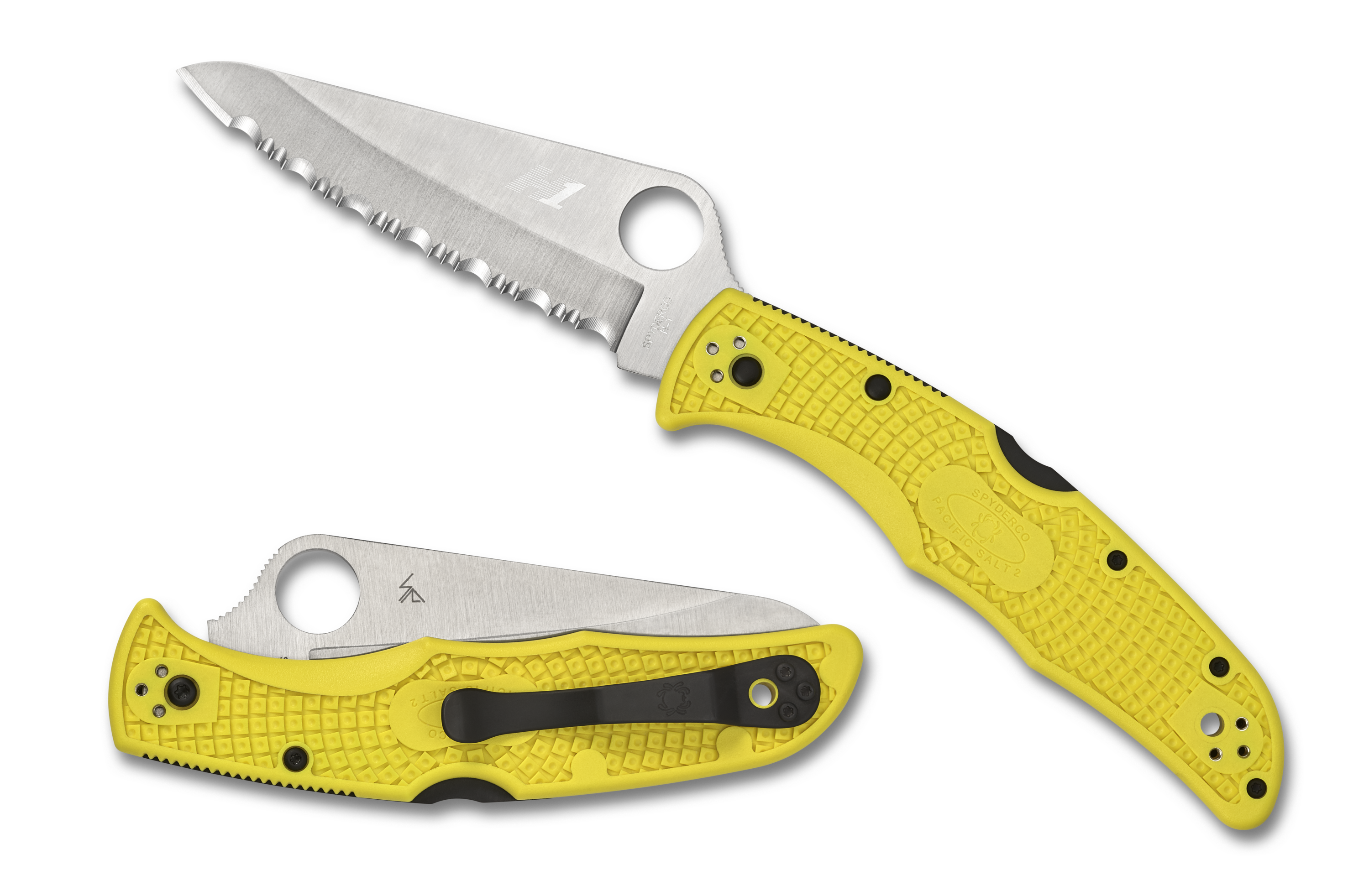 Spyderco Pacific Salt 2 - Serrated H1 Steel - Yellow FRN - C91SYL2 Knives - Tophatter Daily Deals