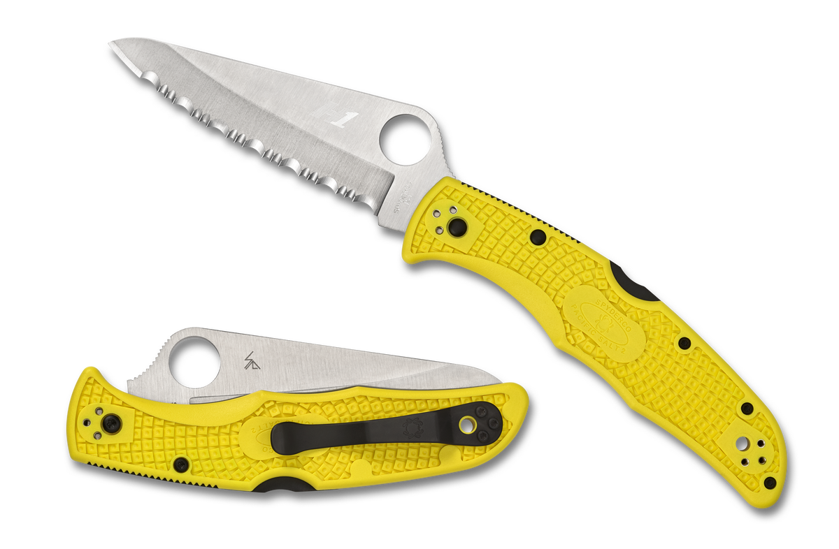 Spyderco Pacific Salt 2 - Serrated H1 Steel - Yellow FRN - C91SYL2 Knives - Tophatter Daily Deals