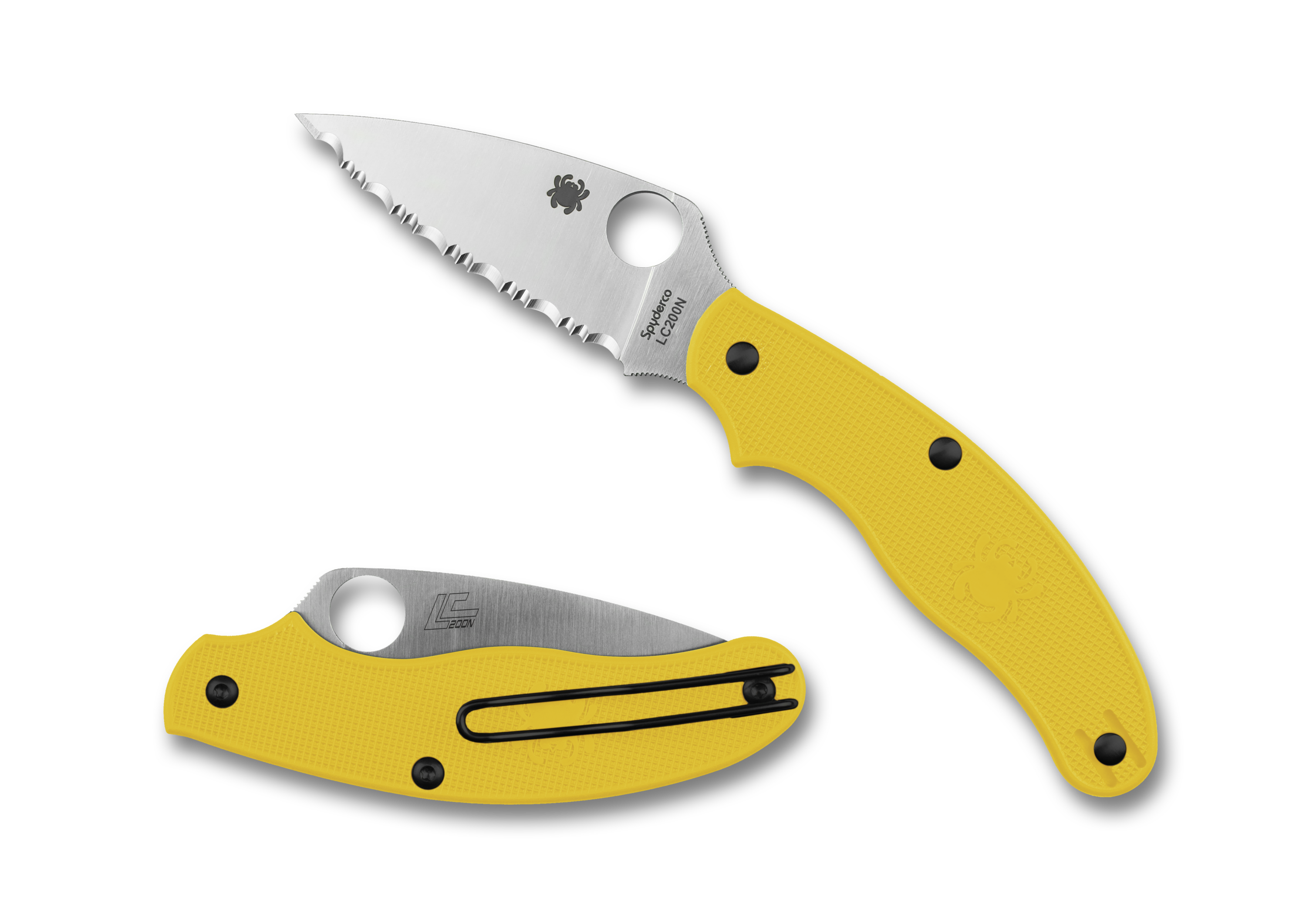 Spyderco UK Pen Knife - Slip Joint - Yellow FRN - Serrated LC200N - C94SYL Knives - Tophatter Daily Deals