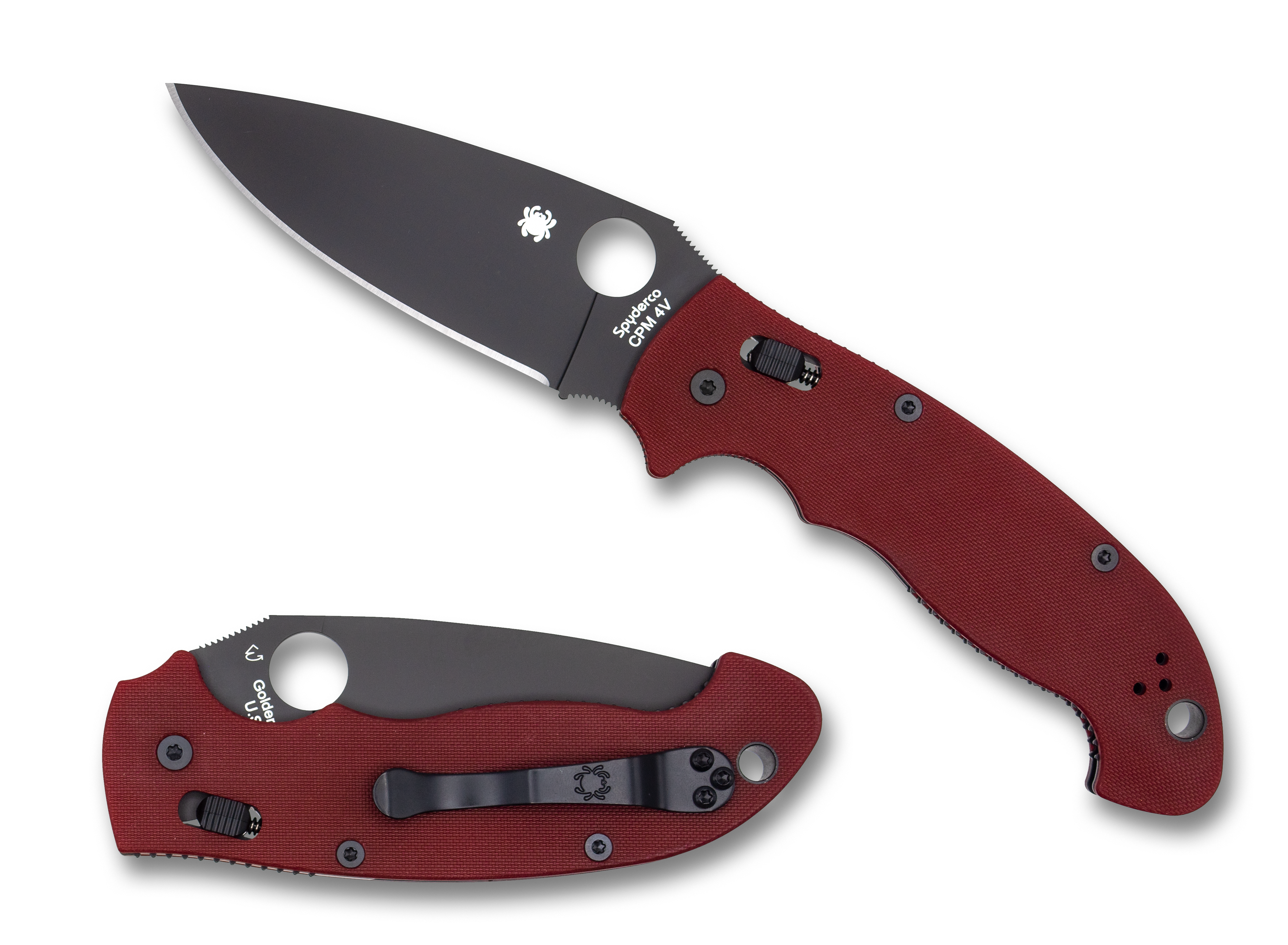Spyderco Manix 2 XL - Red G10 - Black CPM-4V Blade - St. Nick's Knives Exclusive - C95GPRDBK2 Knives - Tophatter Daily Deals