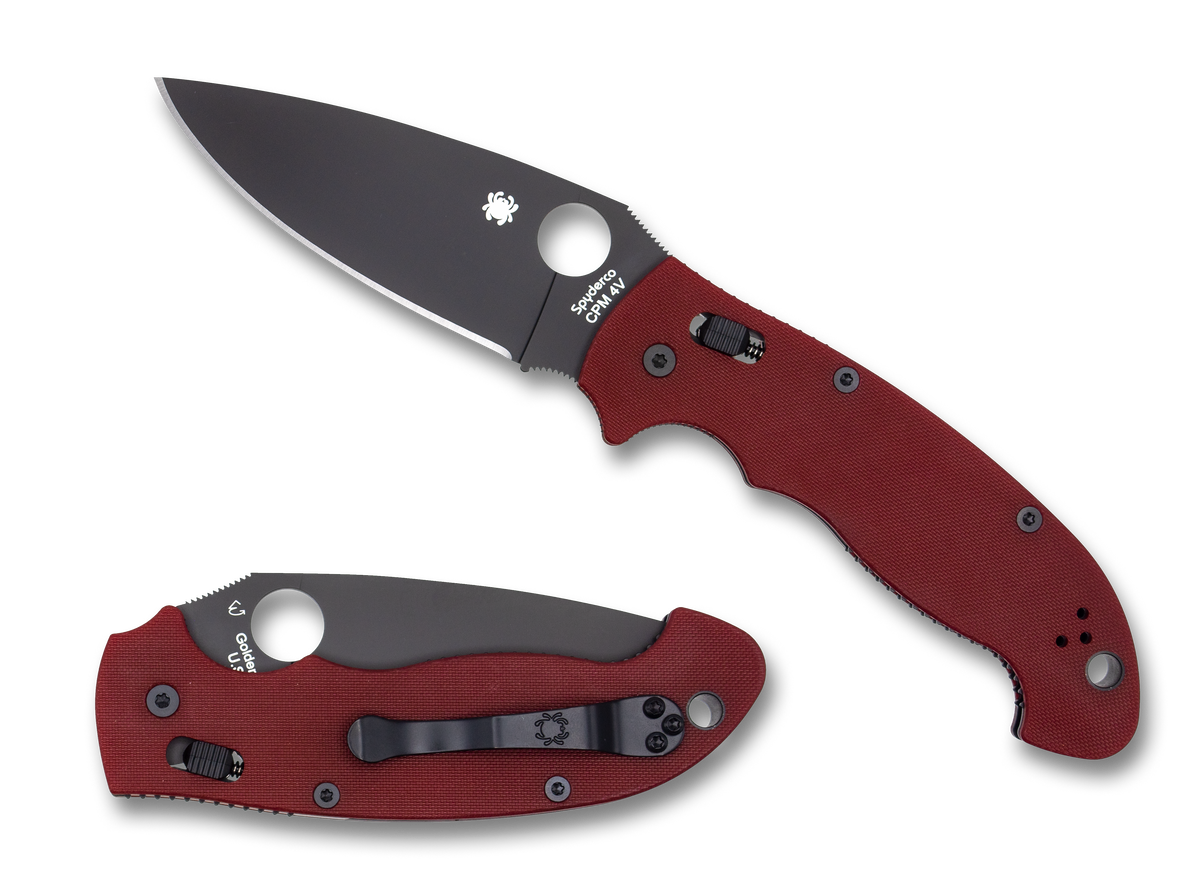 Spyderco Manix 2 XL - Red G10 - Black CPM-4V Blade - St. Nick's Knives Exclusive - C95GPRDBK2 Knives - Tophatter Daily Deals