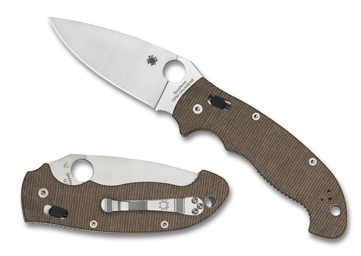Spyderco Manix 2 XL - Brown Canvas Micarta - CPM CRUWEAR - C95MPCW2 Knives - Tophatter Daily Deals