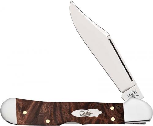 Case Mini Copperlock - Smooth Brown Maple Burl Wood - 64067 Knives - Tophatter Daily Deals