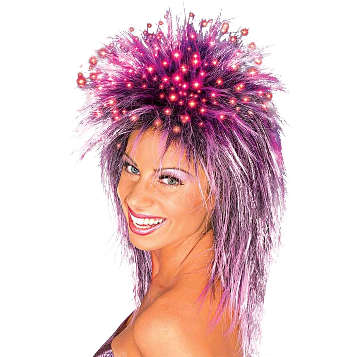 Purple Fiber-Optic Wig Halloween Wigs - Tophatter Daily Deals